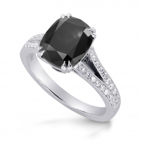 Natural Radiant unheated Fancy Black Diamond Engagement Ring with Pave ...