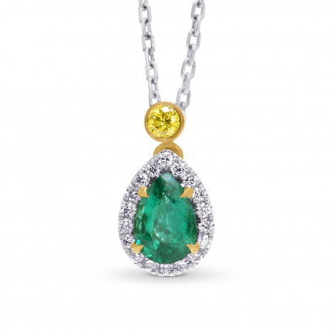 Pear Emerald and Diamond Drop Halo Pendant, SKU 242444 (0.49Ct TW)
