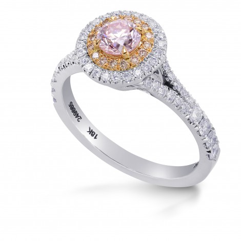Round Light Pink Diamond Double Halo Ring (0.84Ct TW)
