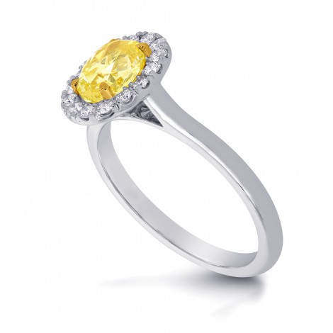 Fancy Intense Yellow Oval Diamond Halo Ring, SKU 26417R (0.65Ct TW)