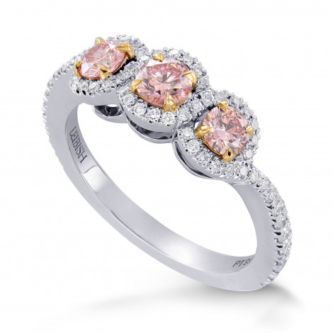 Argyle Fancy Pink Diamond 3 Stone Ring, SKU 264877 (0.86Ct TW)