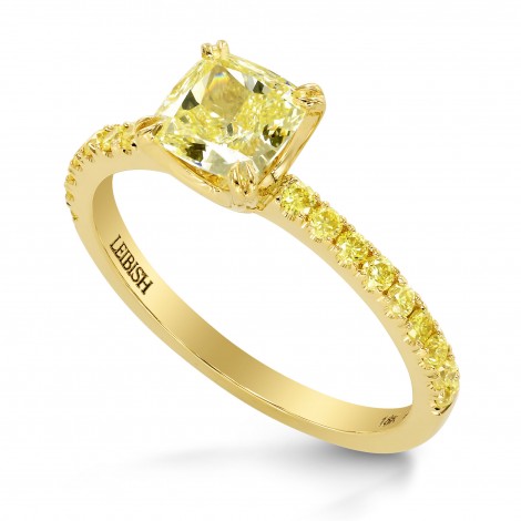 Fancy Intense Yellow Cushion Side Stones Ring, SKU 26650R (1.27Ct TW)