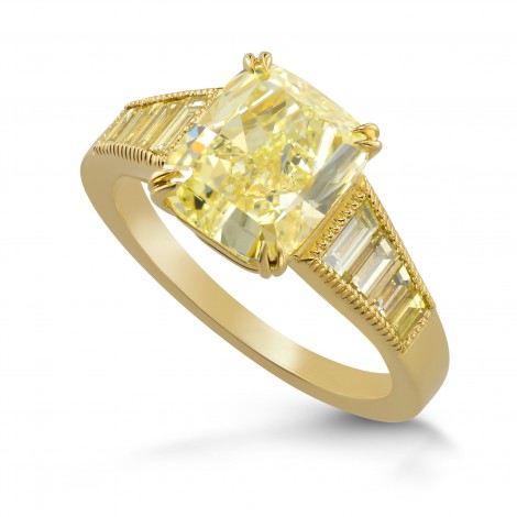 Fancy Light Yellow Cushion Diamond Ring (4.42Ct TW)