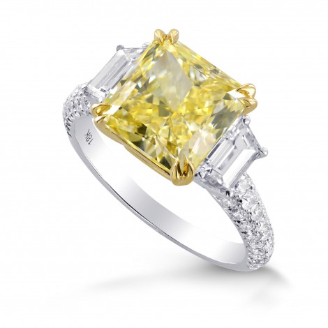 Fancy Light Yellow Radiant & Trapezoid Diamond Ring (5.31Ct TW)