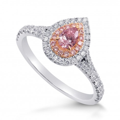Fancy Intense Purplish Pink Pear Halo Diamond Ring (0.92Ct TW)