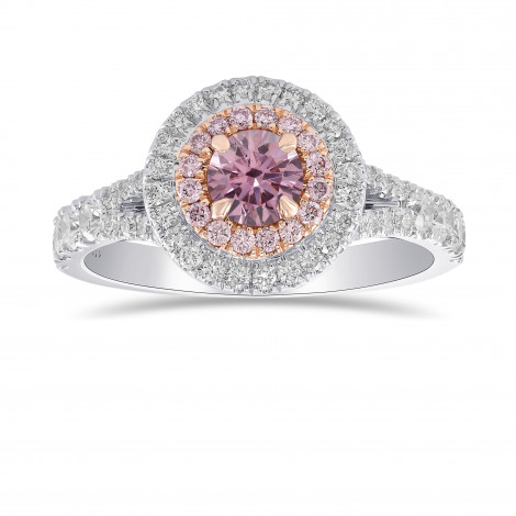 Argyle 4PP Fancy Intense Purplish-Pink Round Diamond Double Halo Ring, SKU 31760V (0.70Ct TW)