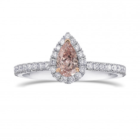 Fancy Orangy Pink Pear Diamond Halo Ring, SKU 31761V (0.57Ct TW)
