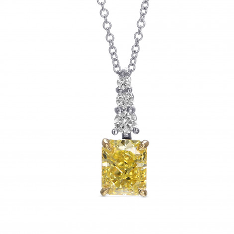 Fancy Intense Yellow Radiant Diamond Drop Pendant, SKU 498329 (1.34Ct TW)