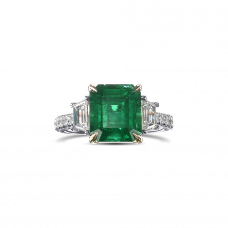 Emerald & Trapezoid Diamond Three-stone Ring, SKU 577229 (4.75Ct TW)