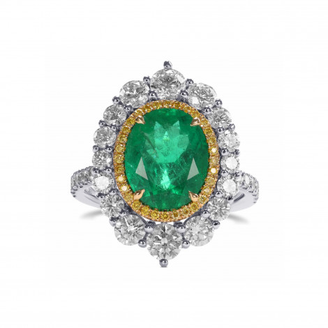 Oval Muzo Emerald and Diamond Double Halo Ring, SKU 582163 (4.12Ct TW)