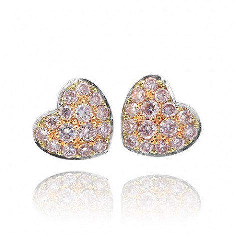 Fancy Light Pink Diamond Pave Heart Earrings, SKU 63778 (0.21Ct TW)