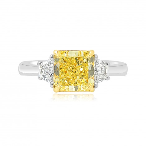 Fancy Yellow Radiant & Trapezoid Diamond Ring, SKU 77972 (2.43Ct TW)