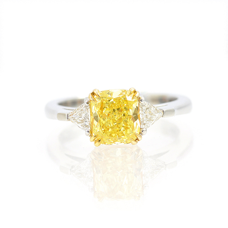 Fancy Intense Yellow and Triangle Solitaire Accent Ring, SKU C5221