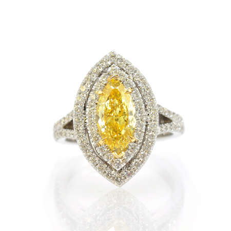 A Fabulous Fancy Intense Yellow Internally Flawless Marquise Double ...