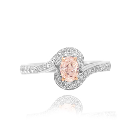Fancy Light Orangy Pink Oval Diamond Cross-Over Engagement Ring, SKU 52299 (0.93Ct TW)