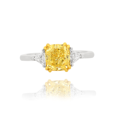 18K Fancy Light Yellow and Triangle Diamond Ring, SKU 34899 (1.95Ct TW)