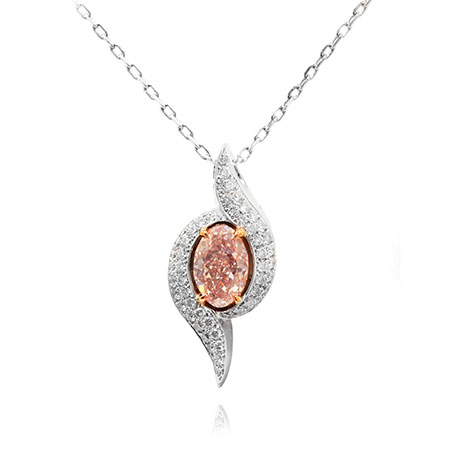 Fancy Brownish Pink Oval diamond pendant, SKU 71658 (0.95Ct TW)