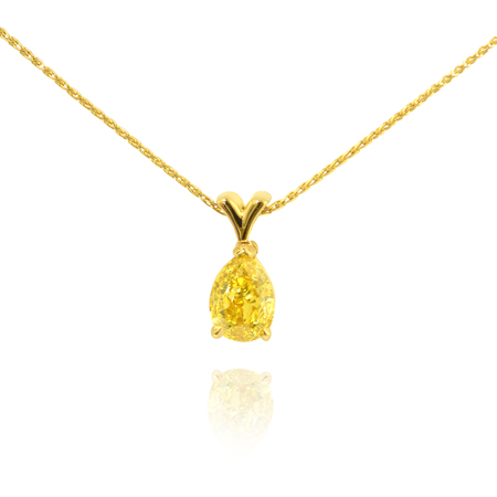 Fancy Vivid Yellow Pear Diamond Solitaire Pendant, SKU 43108 (1.01Ct)