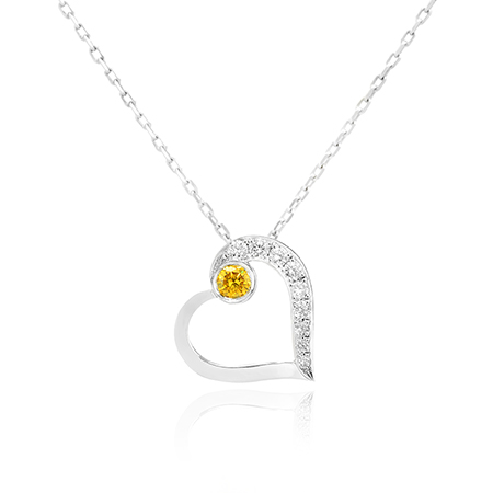 Fancy Vivid Yellow and collection color diamonds Heart Shape pendant, SKU 96871 (0.18Ct TW)