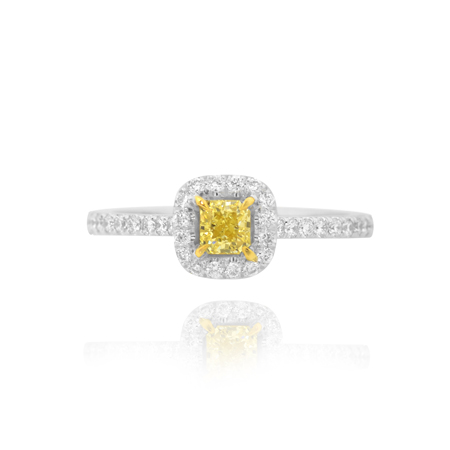 Fancy Yellow Radiant Diamond Halo Ring, SKU 63260 (0.75Ct TW)