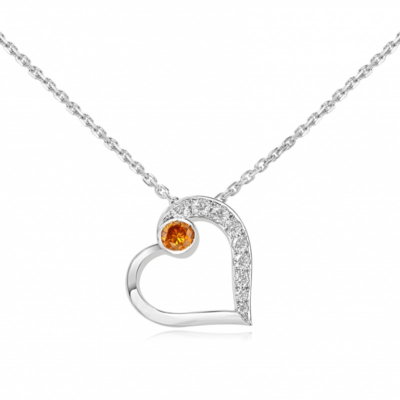 Fancy Deep Brownish Orange Diamond Heart Pendant, SKU 103670 (0.21Ct TW)
