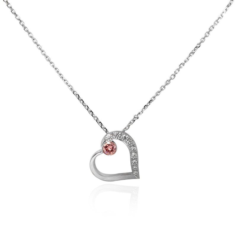 Pink & White Diamond Heart Pave Pendant, SKU 103671 (0.22Ct TW)