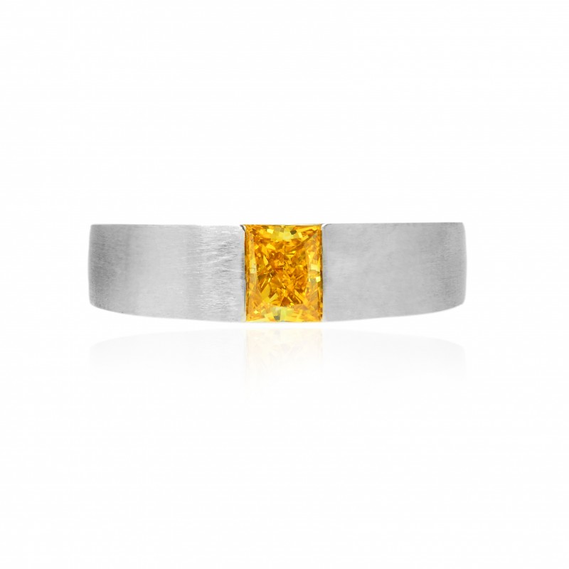 Fancy Vivid Orange Yellow Diamond Solitaire Band Ring, SKU 108982 (0.53Ct)