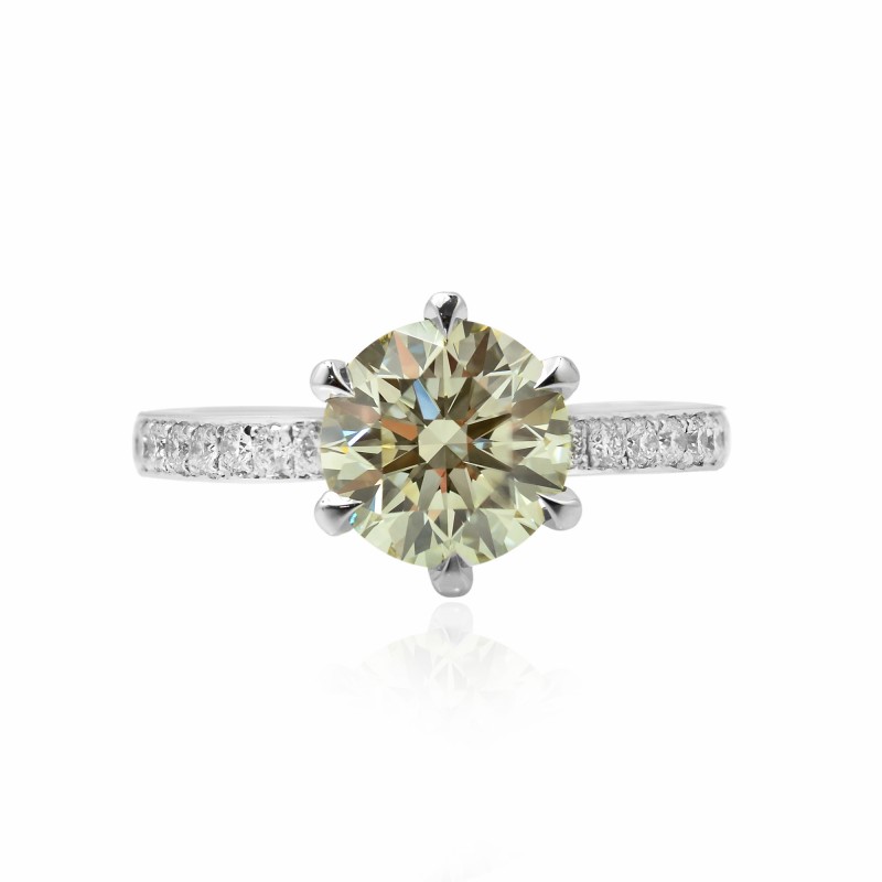 Fancy Light Grayish Yellowish Green Diamond Ring, SKU 112140 (1.85Ct TW)