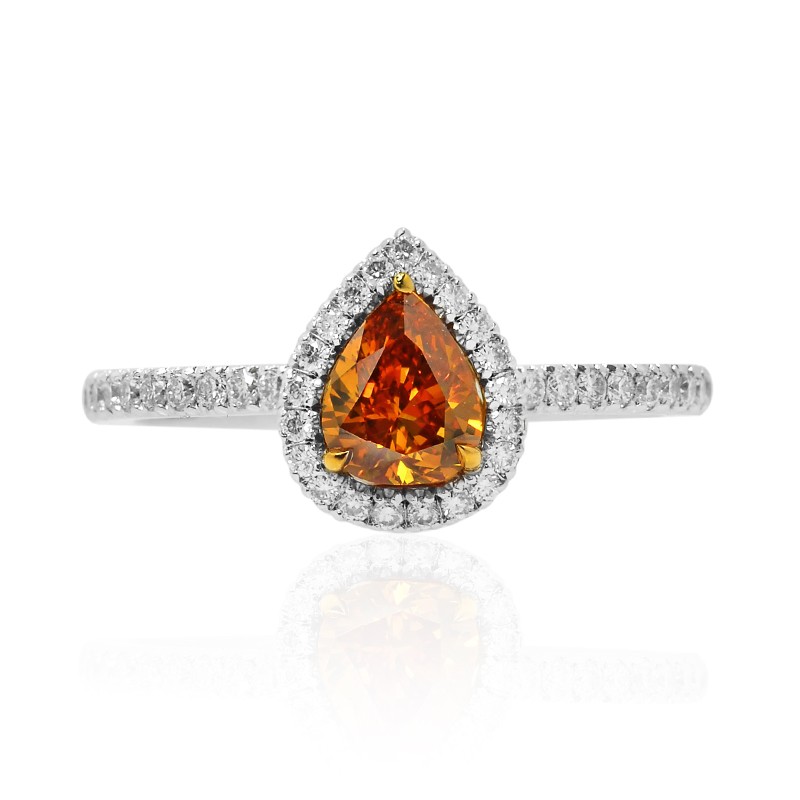 Fancy Deep Brownish Yellowish Orange Pear Diamond Halo Ring, ARTIKELNUMMER 112159 (1,05 Karat TW)