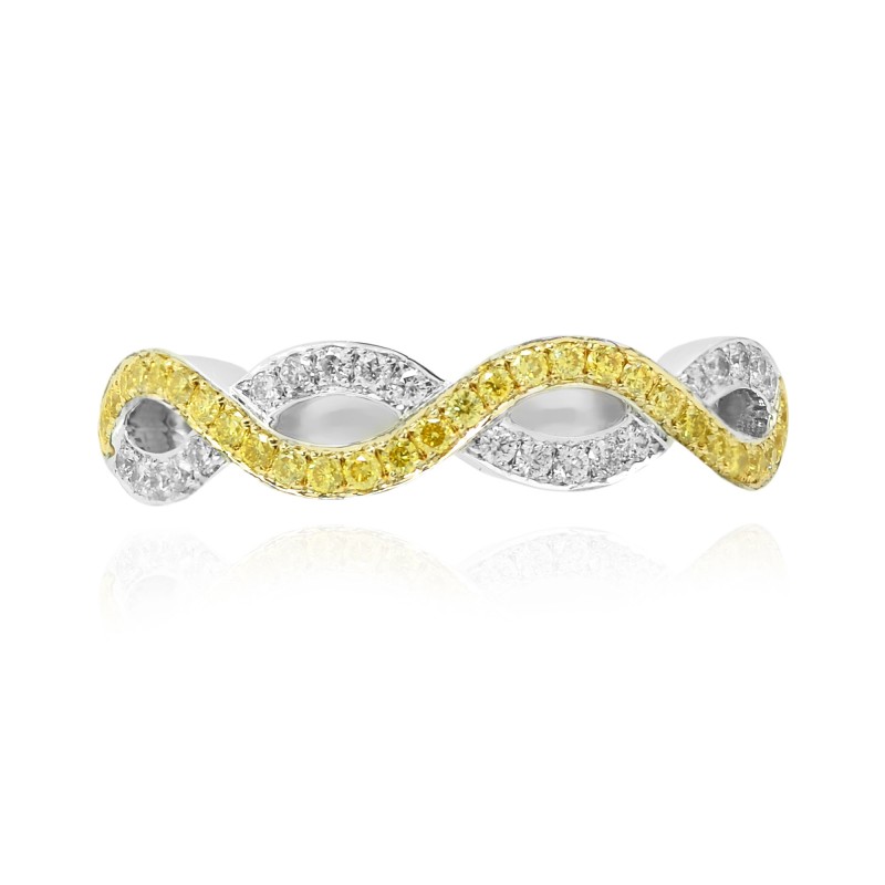 Fancy Vivid Yellow Diamond Cross-over Wedding Band, SKU 112645 (0.24Ct TW)