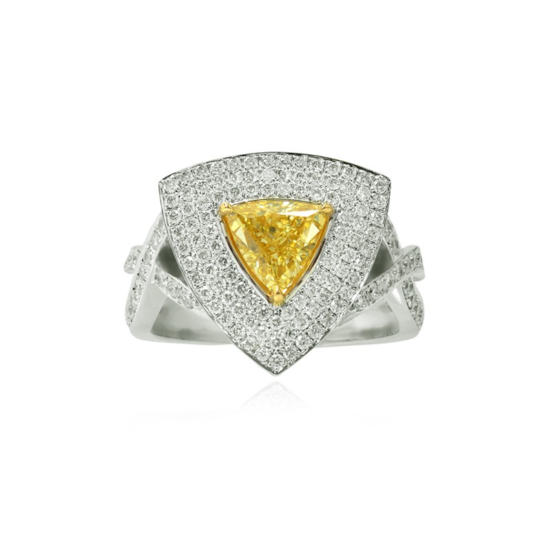Fancy Intense Yellow Triangle Diamond Engagement Ring, SKU 112646 (1.56Ct TW)