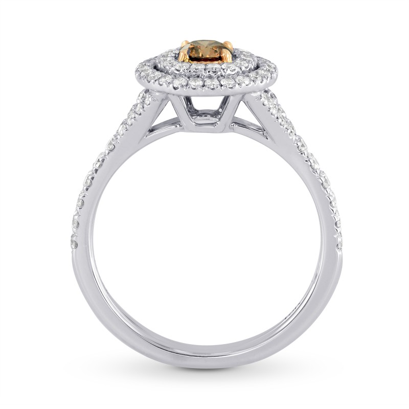 Fancy Deep Brown Round Diamond Double Halo Ring, SKU 113261 (0.65Ct TW)