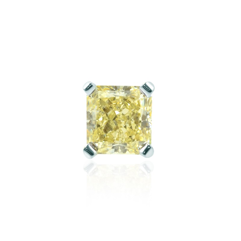 Light Yellow Radiant Diamond Earring Stud, SKU 113610 (1.02Ct)