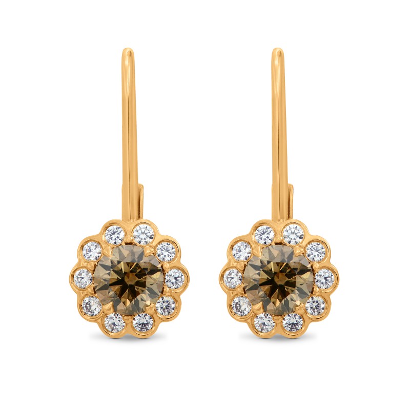 Fancy Brown Round Diamond Drop Floral Earrings - Praline Collection, ARTIKELNUMMER 113642 (1,46 Karat TW)