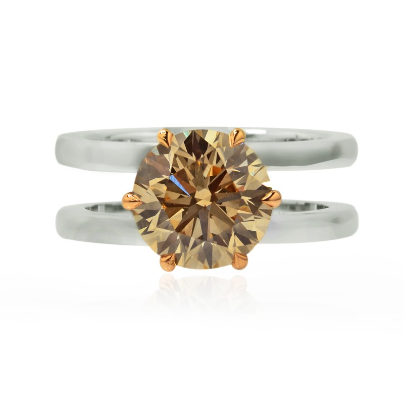 Light Brown Round Diamond Double Shank Solitaire Ring, SKU 114192 (2.19Ct)