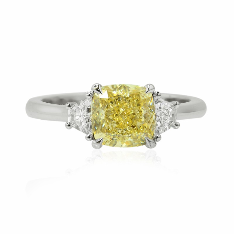 Fancy Light Yellow Cushion & Trapezoid Diamond Ring, SKU 114779 (2.10Ct TW)