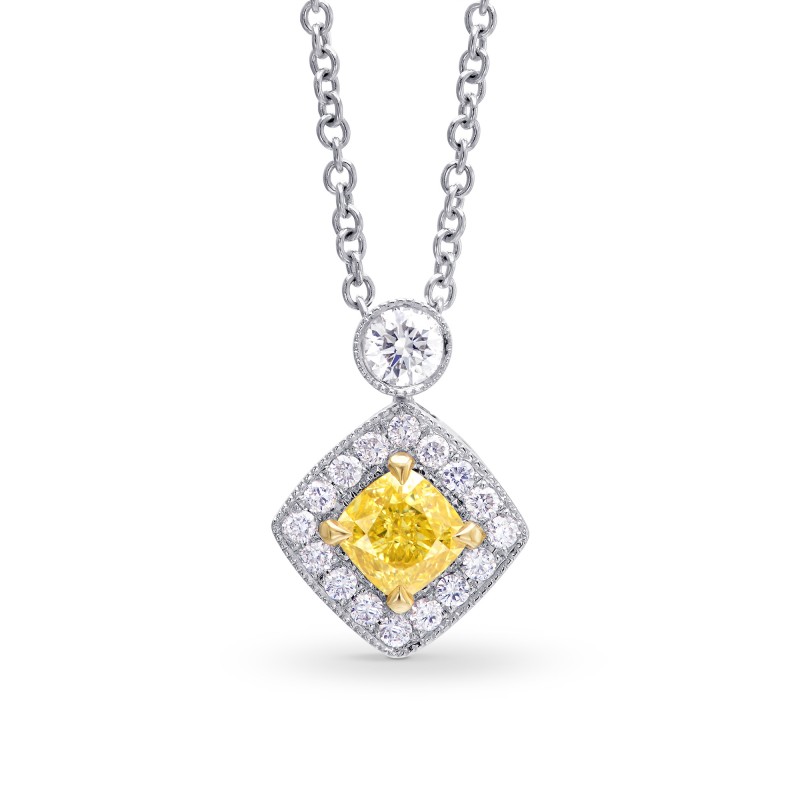 Fancy Intense Yellow Cushion Diamond Drop Pendant, SKU 115742 (0.68Ct TW)