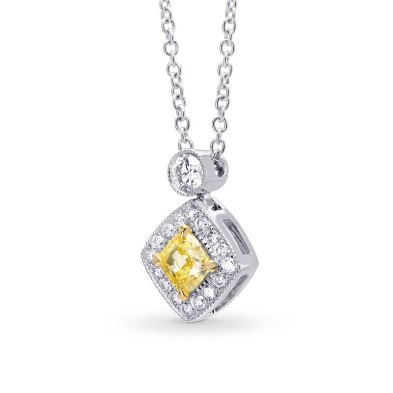 Fancy Intense Yellow Cushion Diamond Drop Pendant, SKU 115742 (0.68Ct TW)