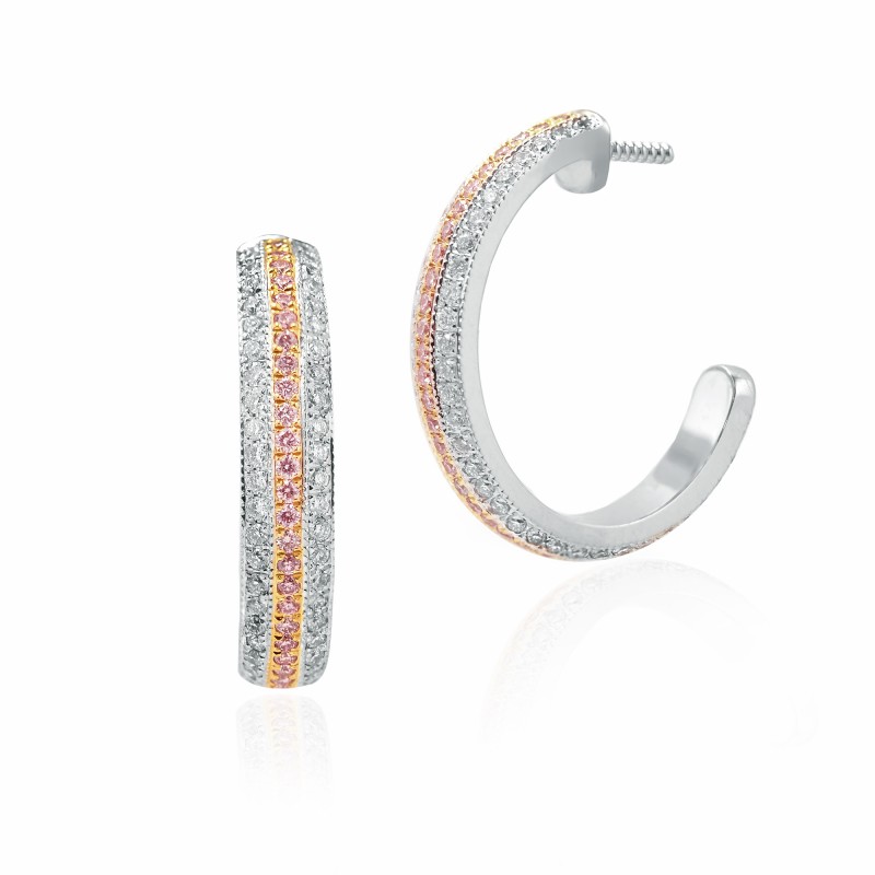Fancy Pink Diamond Pave Hoop Earrings, ARTIKELNUMMER 115883 (1,02 Karat TW)