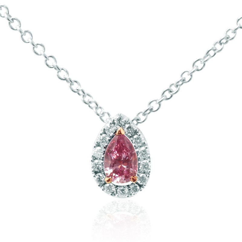 Fancy Intense Purplish Pink Diamond Halo Pendant, SKU 116535 (0.30Ct TW)