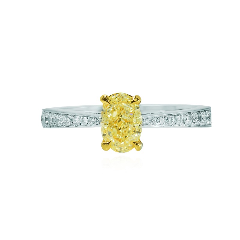 Yellow Oval Diamond Sidestone Ring, SKU 116597 (1.18Ct TW)