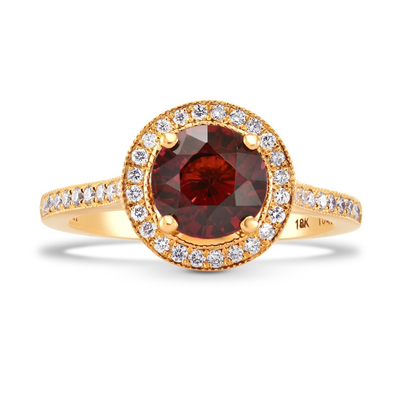 Rose Gold Red Garnet & Diamond Halo Ring, SKU 117634 (2.15Ct TW)