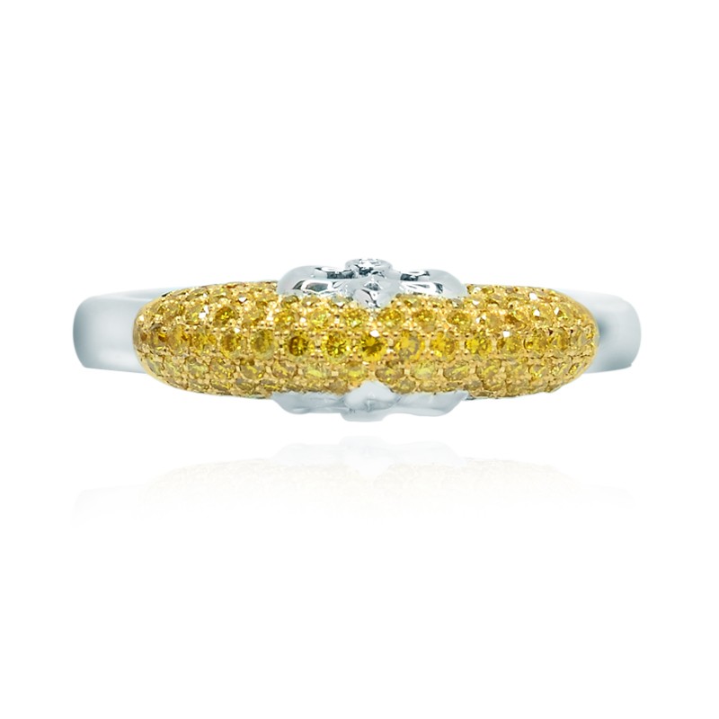 Custom Fancy Vivid Yellow Diamond Wedding Ring, SKU 118483 (0.68Ct TW)