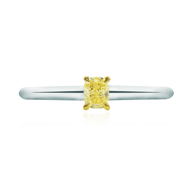 Fancy Intense Yellow Radiant Diamond Solitaire Ring, SKU 118799 (0.30Ct)