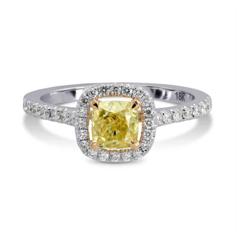 Fancy Yellow Cushion Diamond Halo Ring, SKU 121013 (1.00Ct TW)