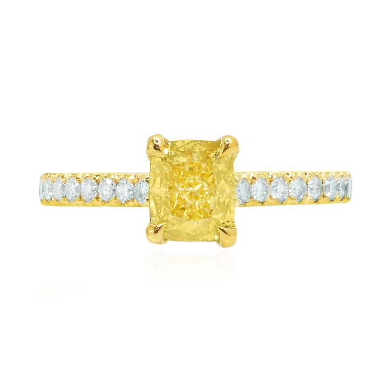 Yellow Gold Fancy Intense Yellow Cushion Diamond Ring, ARTIKELNUMMER 122720 (1,16 Karat TW)