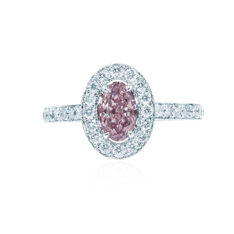 Oval Fancy Purplish Pink Diamond Halo Ring, SKU 123925 (1.04Ct TW)