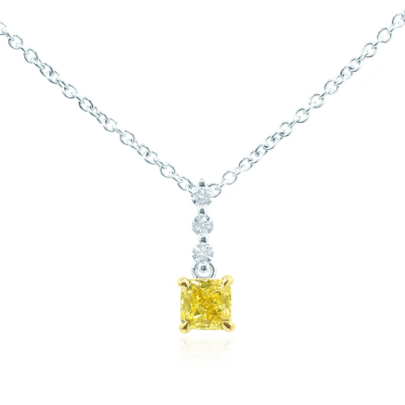 Fancy Intense Yellow Radiant Diamond Drop Pendant, SKU 124343 (0.46Ct TW)
