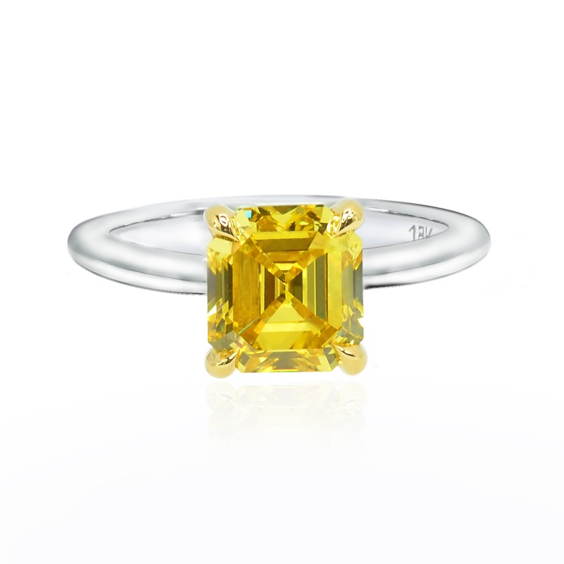2Ct Fancy Vivid Yellow Emerald Diamond Solitaire Ring, SKU 126257 (2.01Ct)