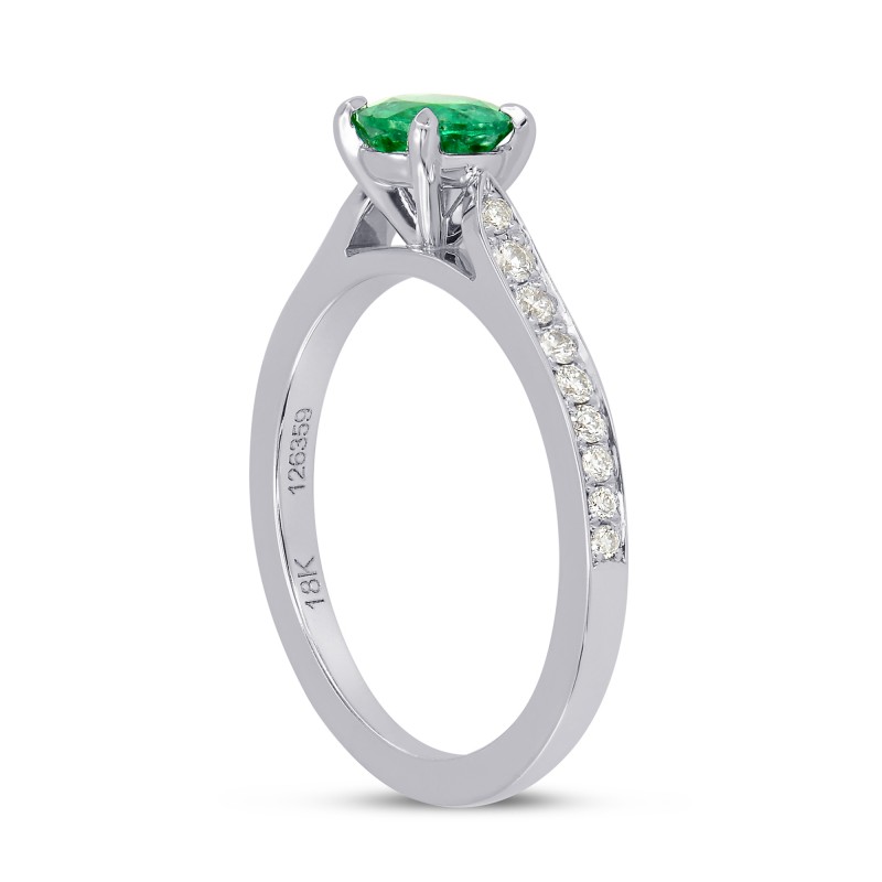 Round Emerald Gem and Diamond Ring, SKU 126359 (0.72Ct TW)